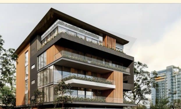 Architectural render of a newly built luxury builder floor in South Delhi